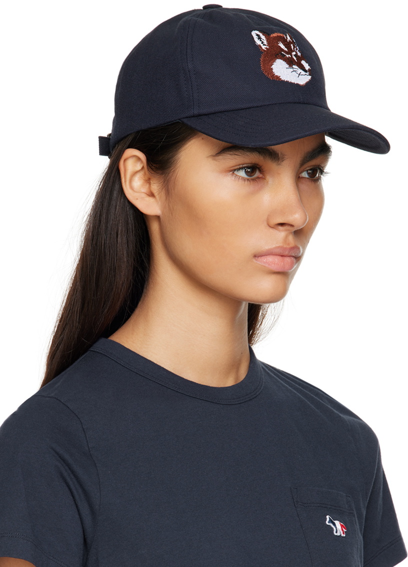 Maison Kitsuné Navy Large Fox Head Cap