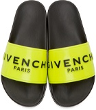 Givenchy Yellow & Black Logo Flat Slides
