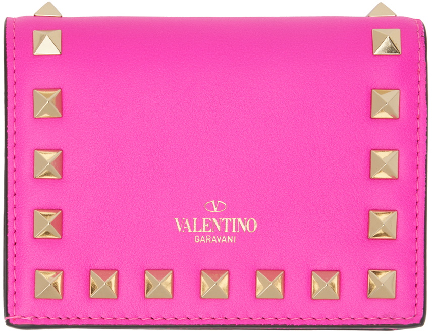 Afgift rent fup Valentino Garavani Pink Small Rockstud Wallet Valentino Garavani