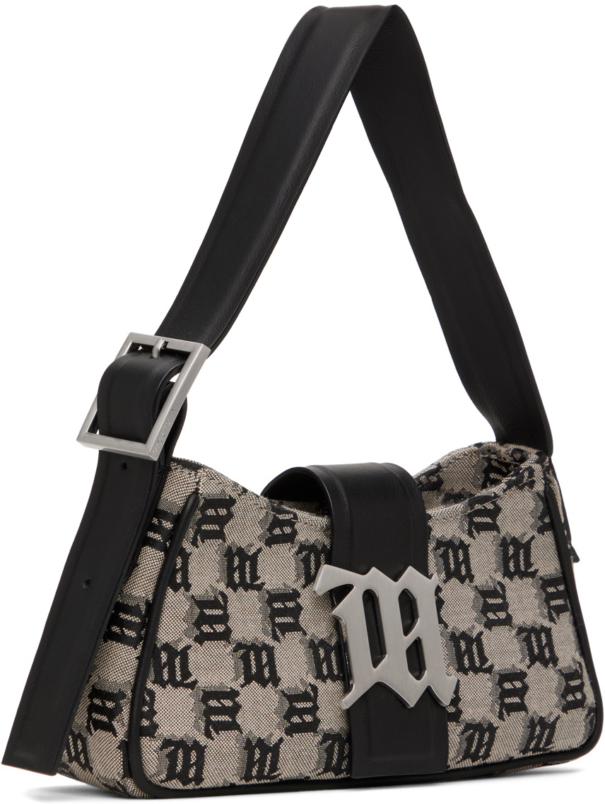 MISBHV Beige & Black Jacquard Monogram Mini Shoulder Bag MISBHV