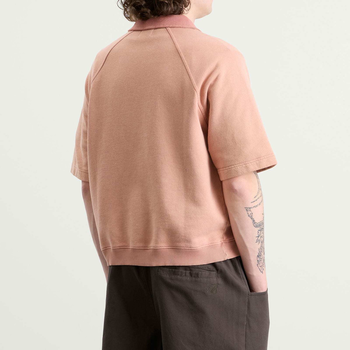 Bound Men's Snow Wash Jersey Half Zip Polo in Pink