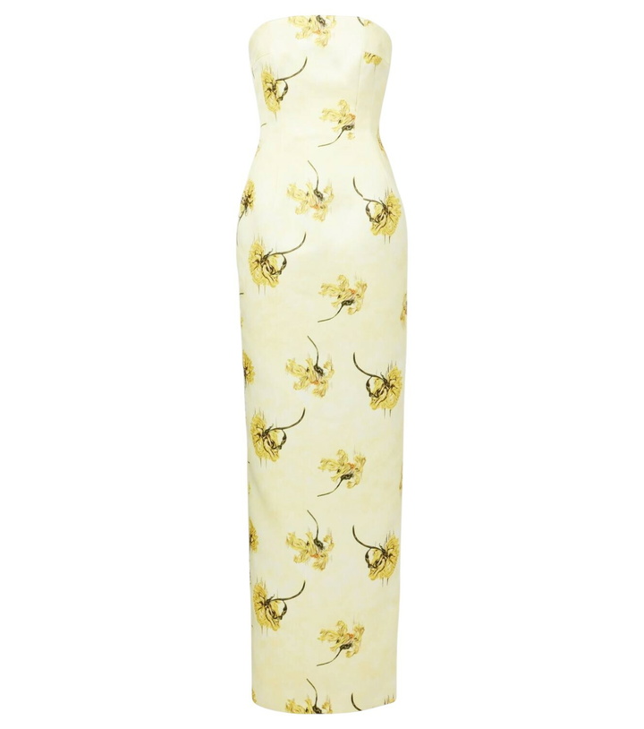 Photo: Emilia Wickstead Laelia floral strapless corset gown