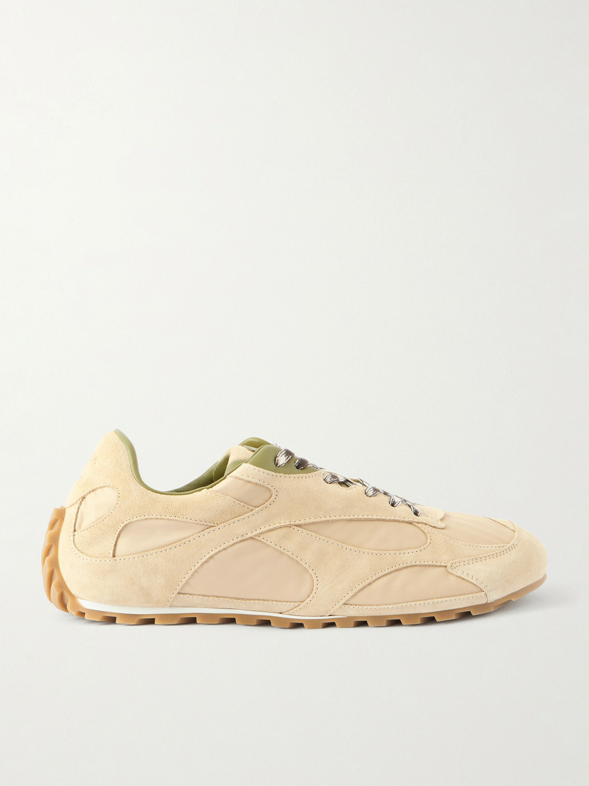 Bottega Veneta - Orbit Leather and Shell-Trimmed Suede Sneakers - Green