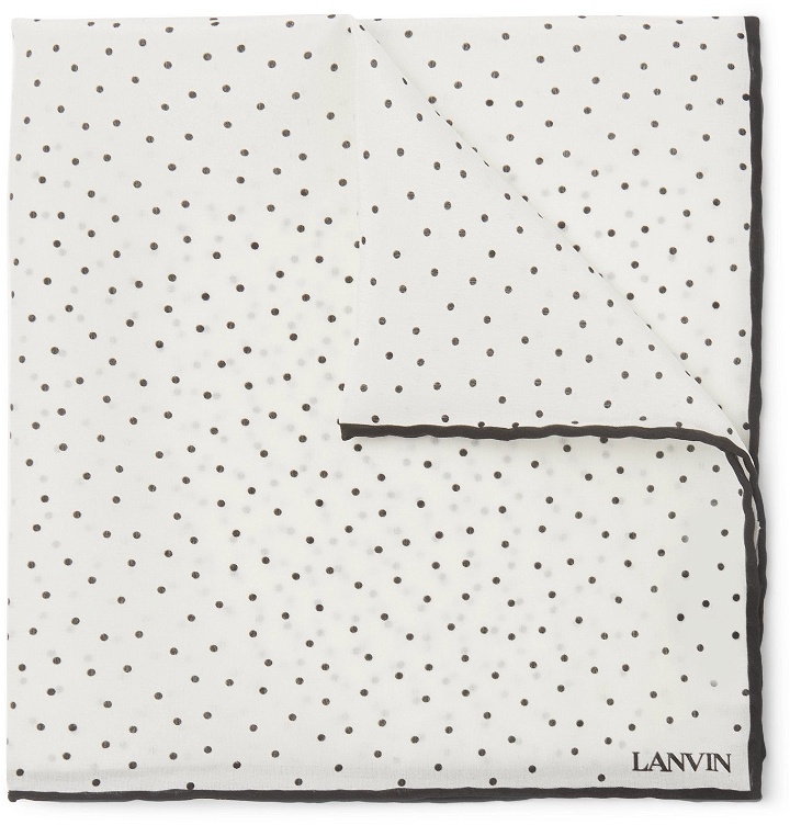 Photo: Lanvin - Polka-Dot Silk Pocket Square - White