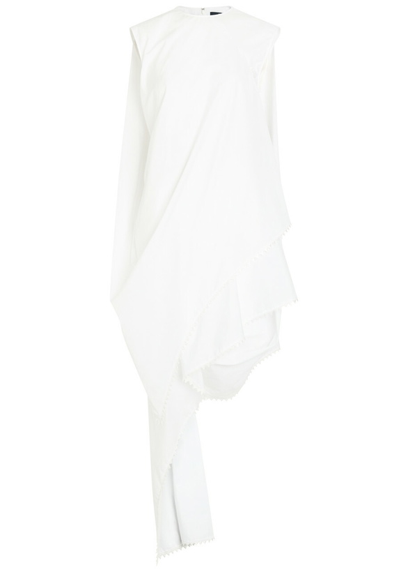 Photo: Jacquemus La Robe Traversin Courte Asymmetric Cotton-poplin Midi Dress White