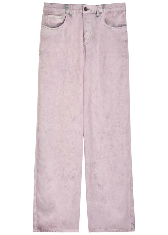 Photo: Haikure Bethany Crack Print Silk Jeans Lilac