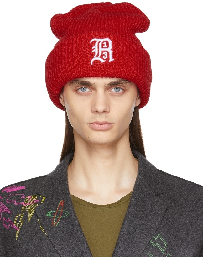Photo: R13 Red Oversized Embroidery Beanie