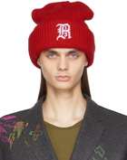 R13 Red Oversized Embroidery Beanie