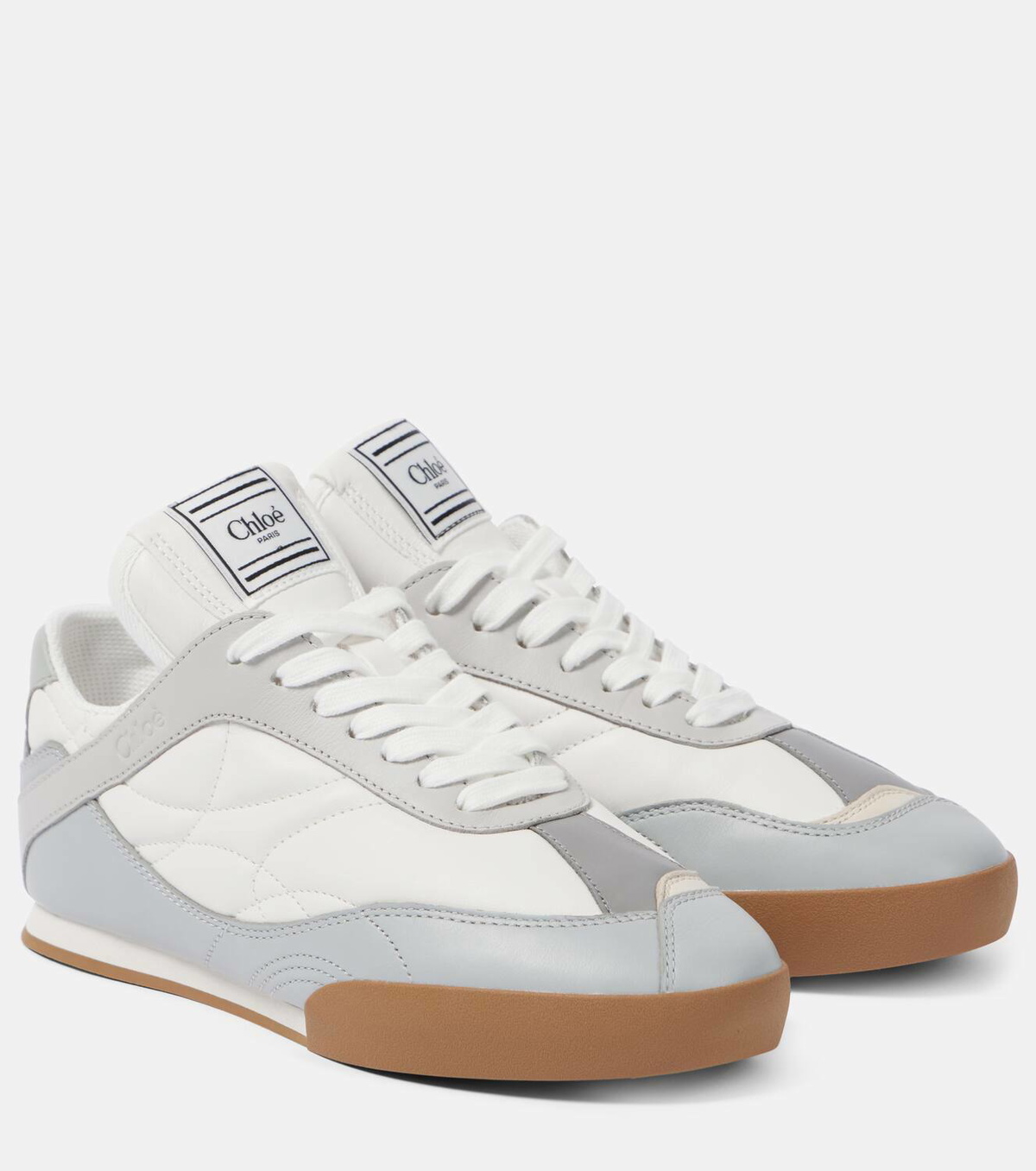 スニーカー Chloe Dove Grey Suede Chloa Kick Sneakers Chloé Kick suede-trimmed sneakers Chloe