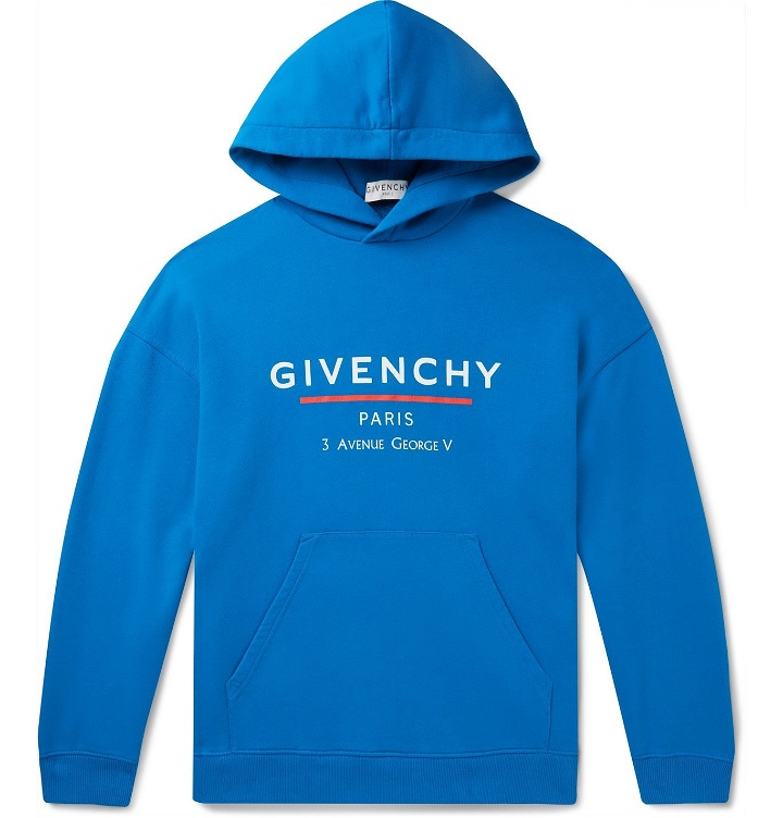 Photo: Givenchy - Logo-Print Loopback Cotton-Jersey Hoodie - Blue