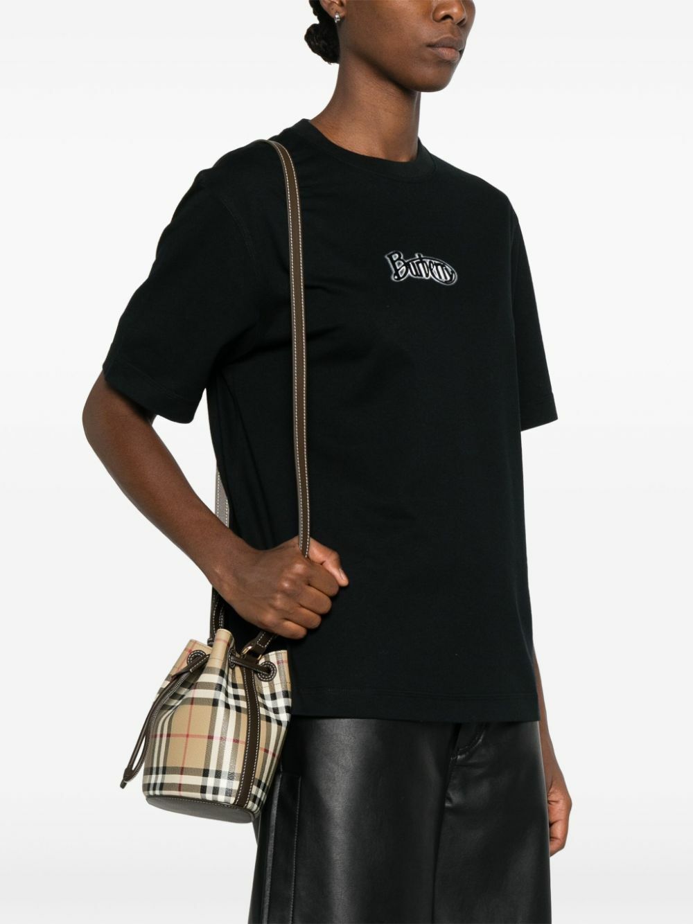ハンドバッグ Burberry Check Bucket Bag Mini Check Bucket Bag in Archive beige/military - Women