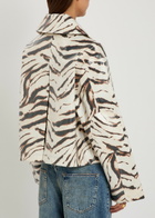 Ganni Zebra-print Laminated Barn Jacket White