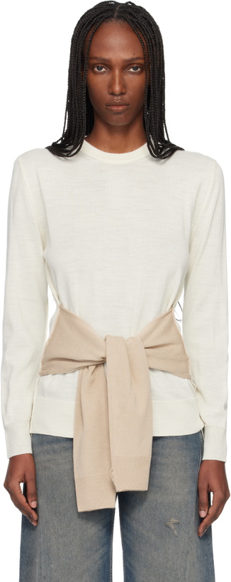Photo: MM6 Maison Margiela Beige Xtra Sleeves Sweater