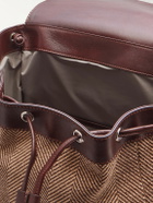 Brunello Cucinelli - Leather-Trimmed Herringbone Canvas Backpack