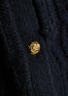 Frame Cape-effect Cable-knit Wool-blend Cardigan Navy
