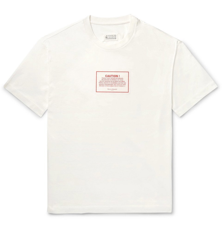 Photo: Maison Margiela - Oversized Appliquéd Cotton-Jersey T-Shirt - White