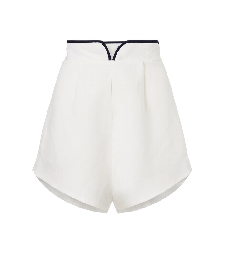 Photo: Adriana Degreas Bicolor linen-blend Bermuda shorts