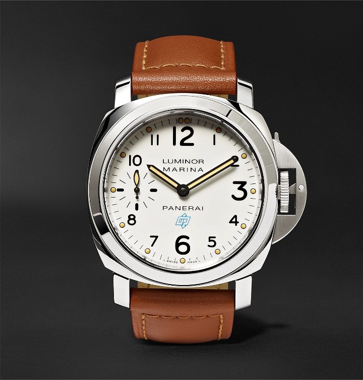 Photo: Panerai - Luminor Marina Logo Acciaio 44mm Steel and Leather Watch - White