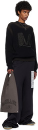 MM6 Maison Margiela Black Crewneck Sweater