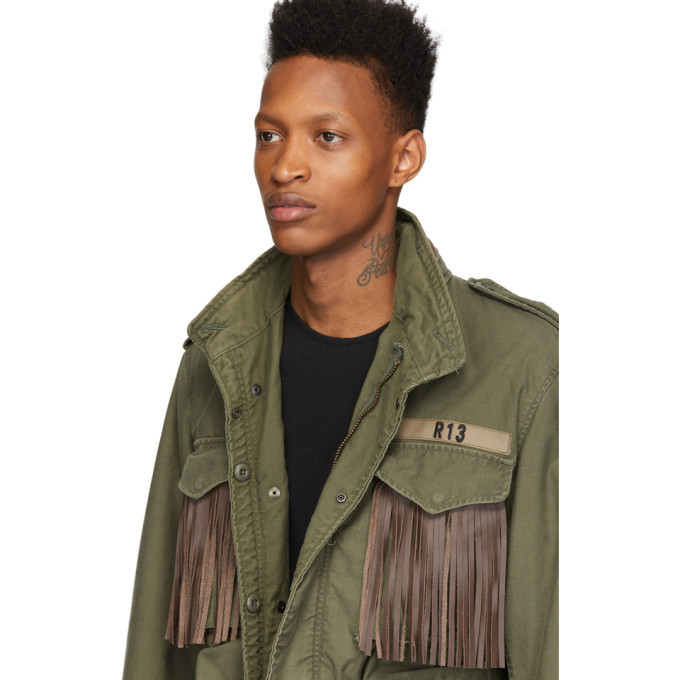 R13 Green Repurposed Fringe M65 Jacket R13