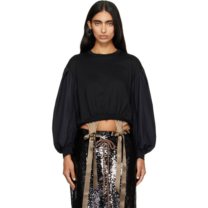 Photo: Simone Rocha Black Puff Sleeve Balloon Long Sleeve T-shirt