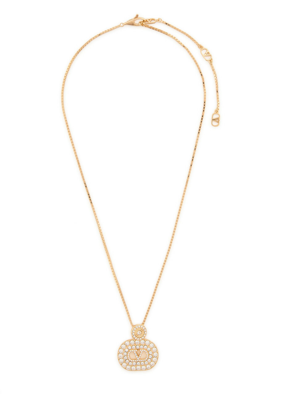Valentino Vlogo Crystal-embellished Two-toned Necklace - Gold - One Size