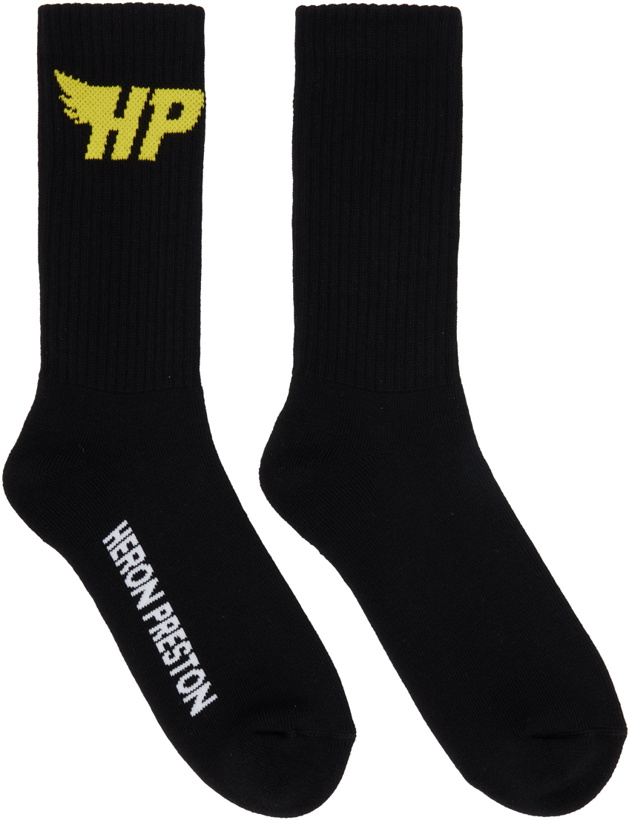 Photo: Heron Preston Black & Yellow HP Fly Socks