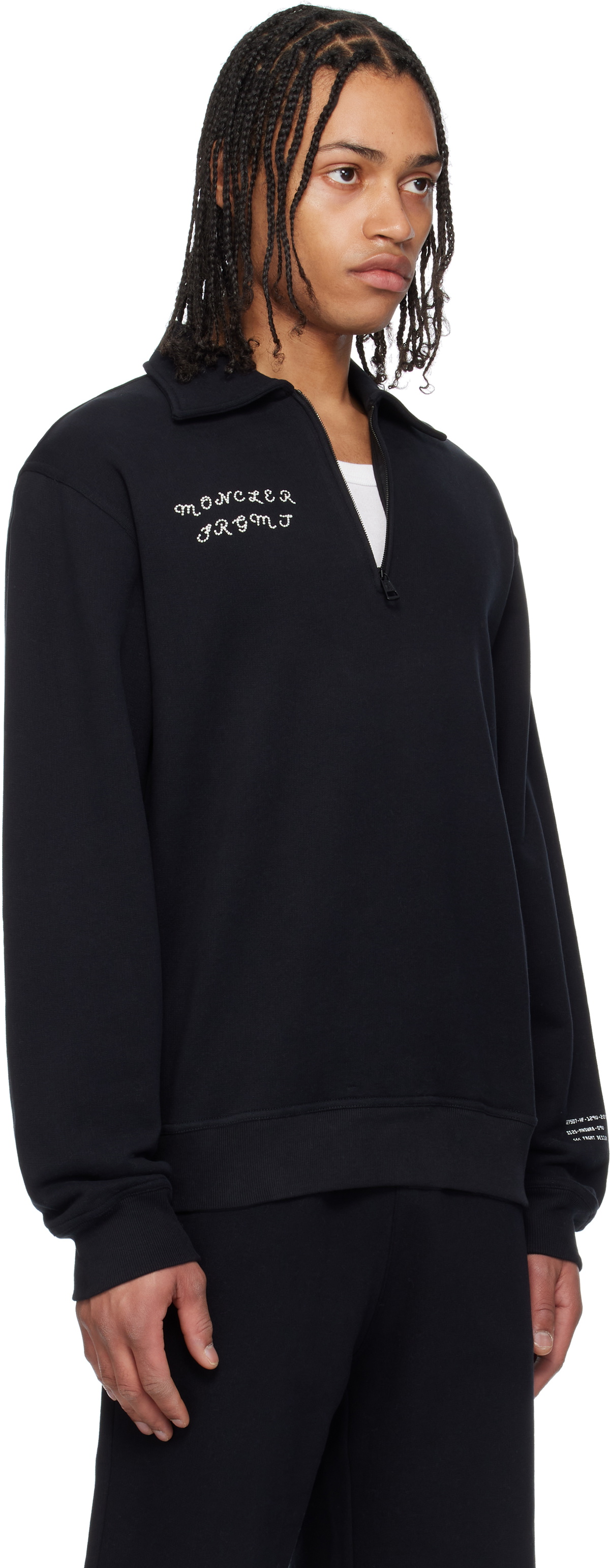 Moncler Genius Moncler x FRGMT Hiroshi Fujiwara Black Cotton Zip-Up Sweatshirt