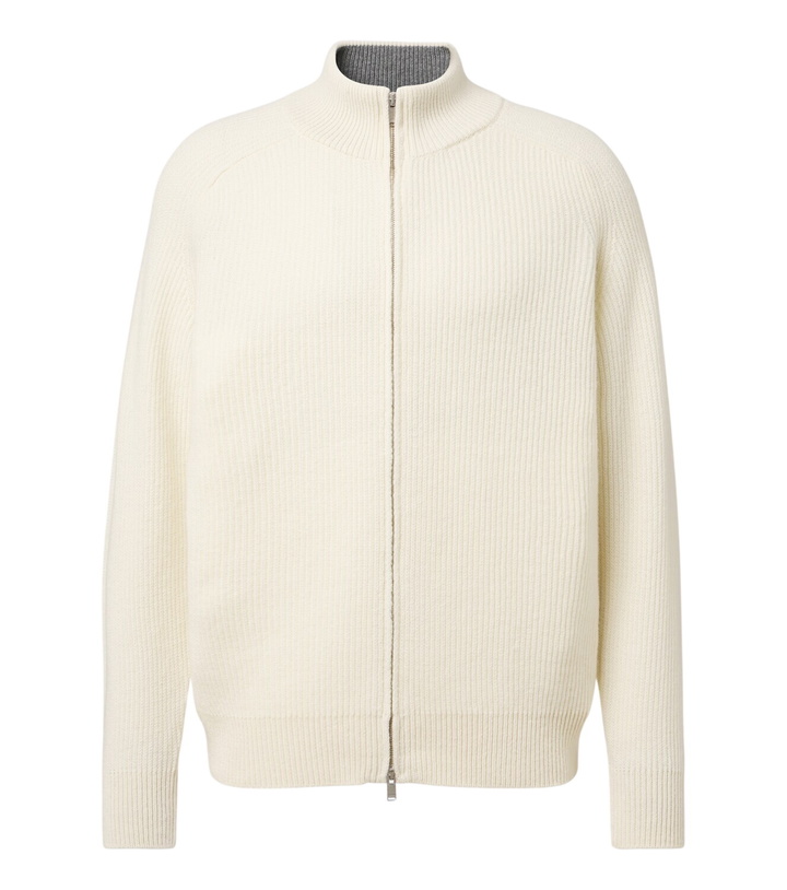 Photo: Lardini Ribbed-knit wool and cashmere zip-up cardigan