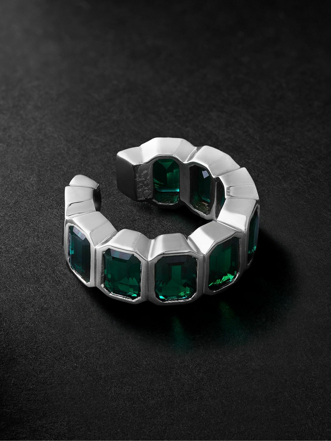 42 Suns - 14-Karat White Gold Emerald Ear Cuff