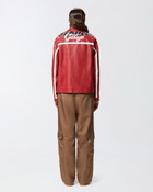 Pinko Racing Style Leather Biker Jacket Salsa Red