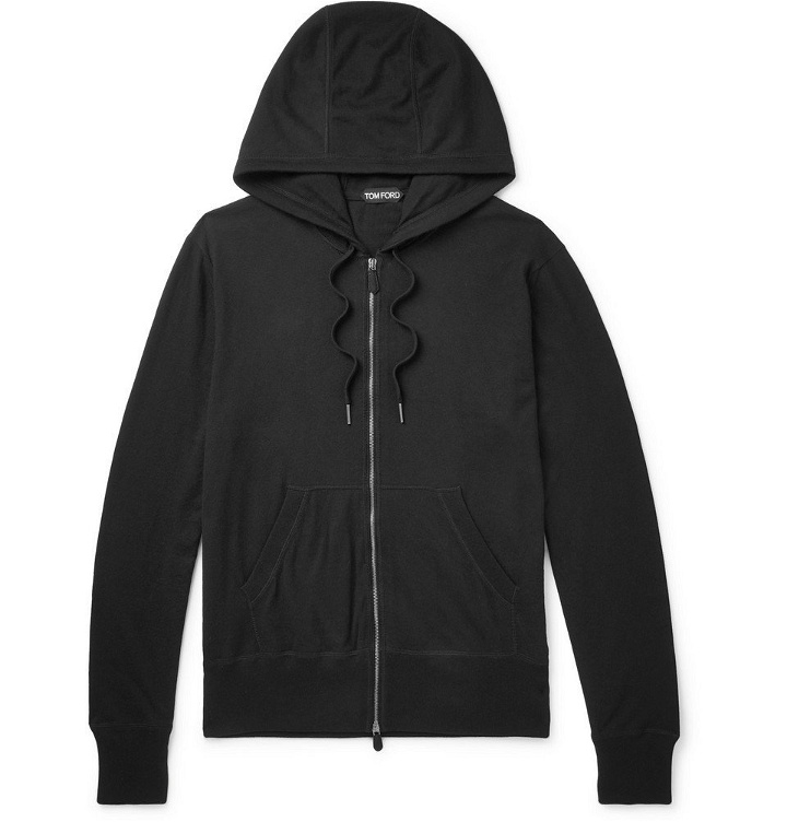 Photo: TOM FORD - Cotton, Silk and Cashmere-Blend Zip-Up Hoodie - Men - Black