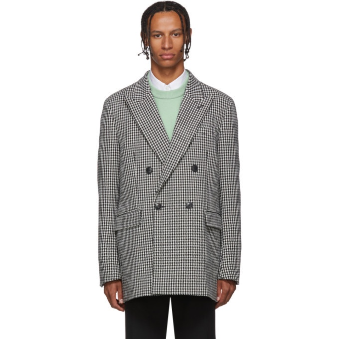 Photo: AMI Alexandre Mattiussi Black and White Houndstooth Double-Breasted Blazer