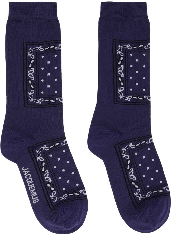 Photo: Jacquemus Navy 'Les Chaussettes Bandana' Socks