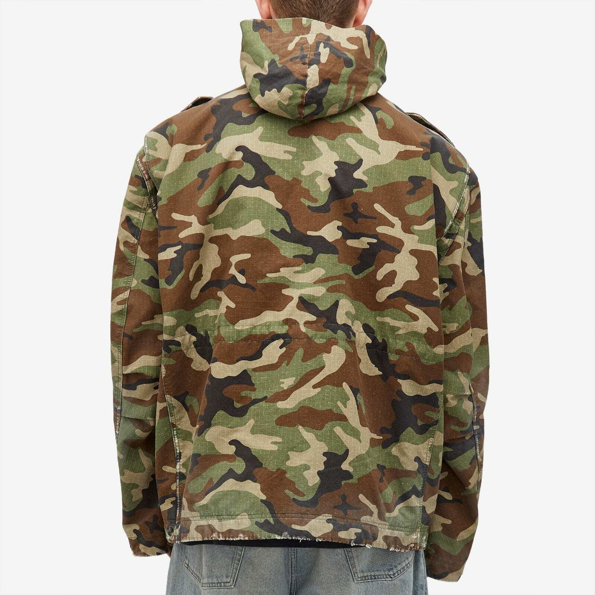 Balenciaga Men's Camo Biker Jacket in Khaki Balenciaga