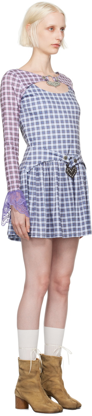 Chopova Lowena Pink & Blue Sally Heart Mini Dress