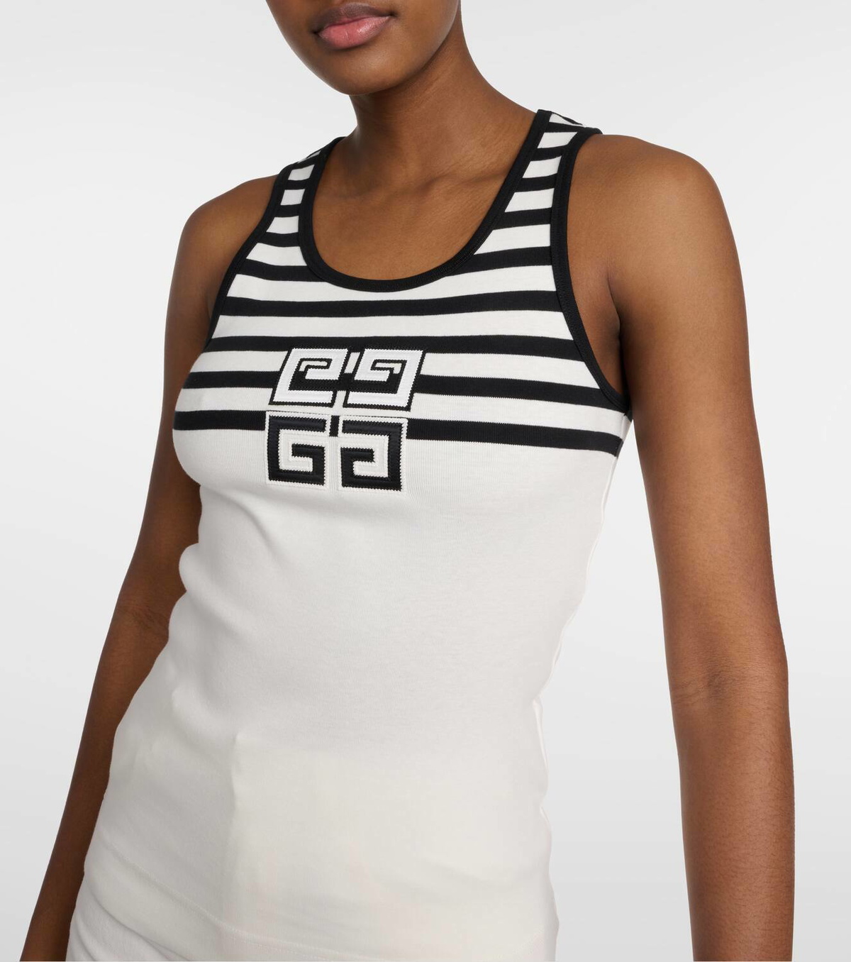 【GIVENCHY】Embroidered cotton-blend jersey tank タンク Givenchy - Logo-Embroidered Mesh Tank Top - Blue Givenchy