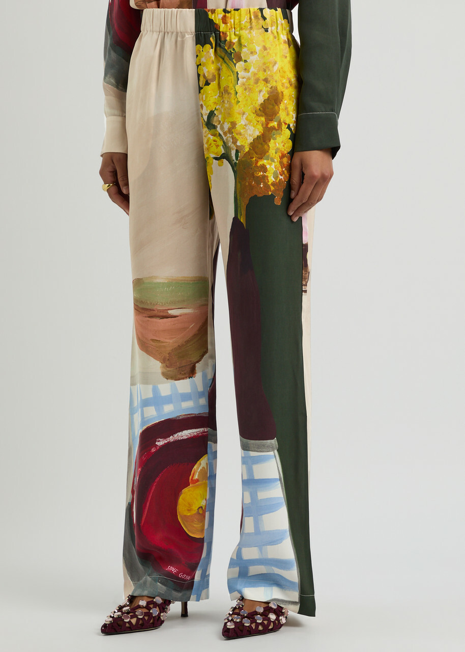 Stine Goya Printed Matte Satin Trousers Multicoloured 1