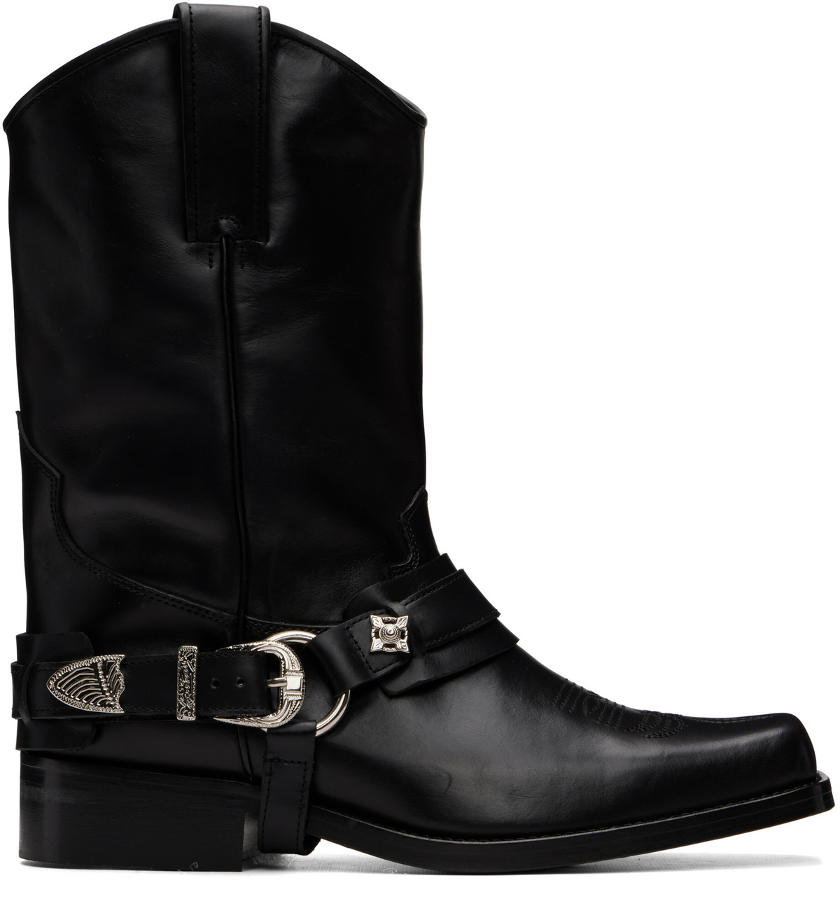 Toga Virilis Black Hard Leather Boots