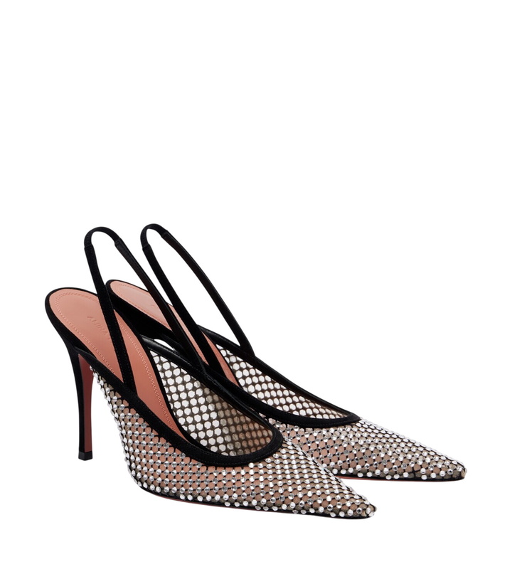 Photo: Amina Muaddi Felicia embellished mesh slingback pumps