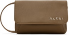 Marni Taupe Marni Mending Embroidery Leather Shoulder Bag