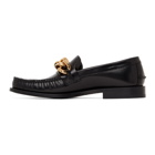Versace Black Leather Medusa Chain Loafers
