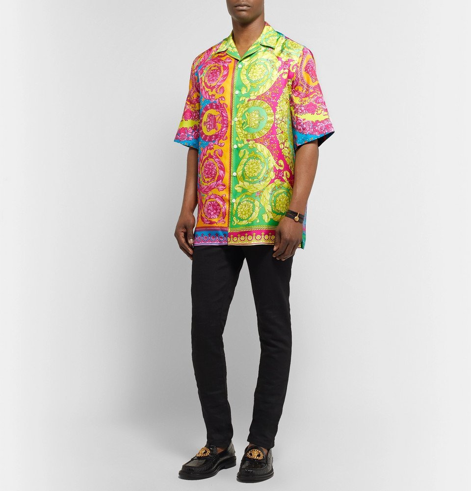 oversized versace shirt dress LW Turndown Collar Baroque Print Shirt Dress