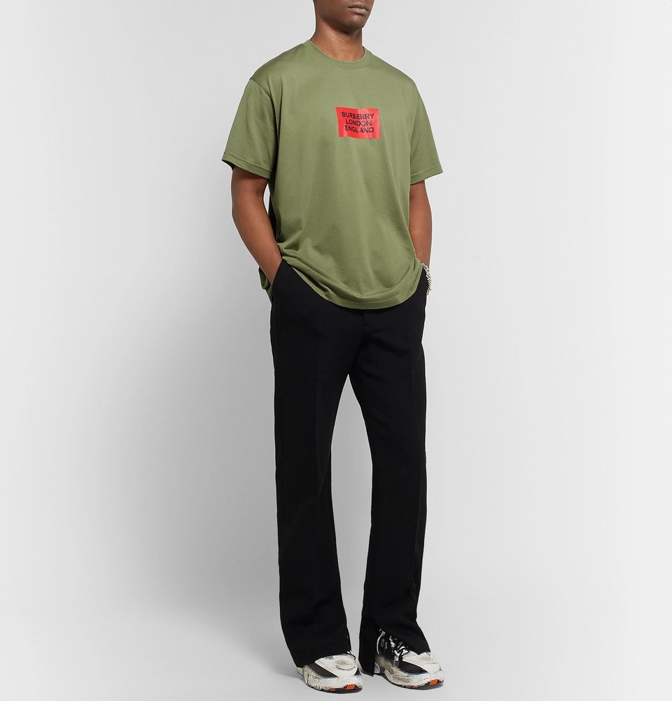 Burberry - Oversized Logo-Print Cotton-Jersey T-Shirt - Army