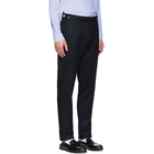 Thom Browne Navy Fun Mix Chalk Stripe Low-Rise Skinny Side Tab Trousers