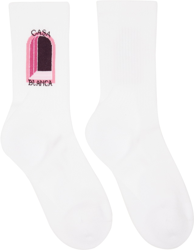 Photo: Casablanca White Aubergine Arch Socks