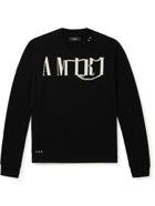 AMIRI - Distressed Logo-Intarsia Cashmere Sweater - Black