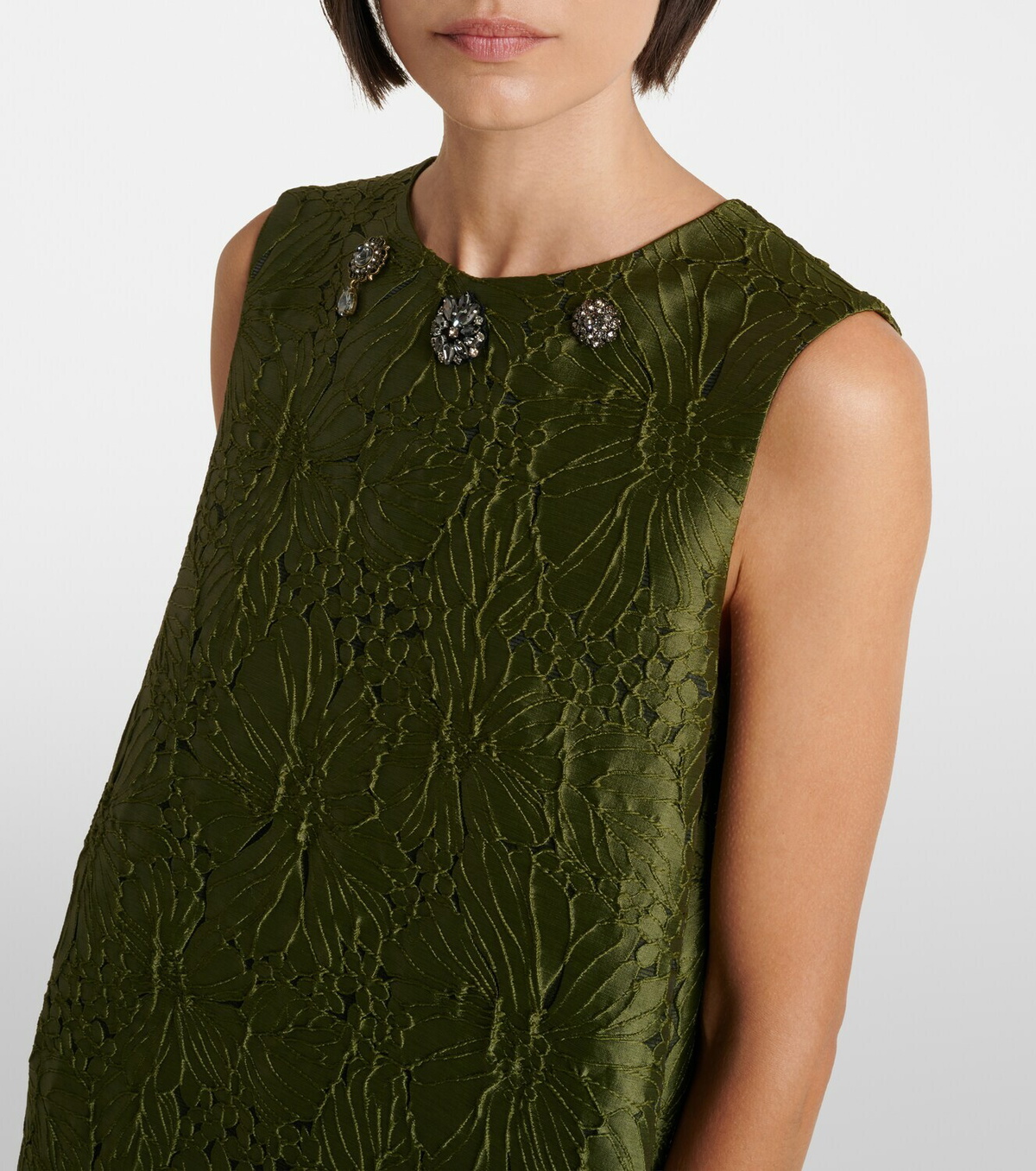 'S Max Mara Embellished floral jacquard minidress
