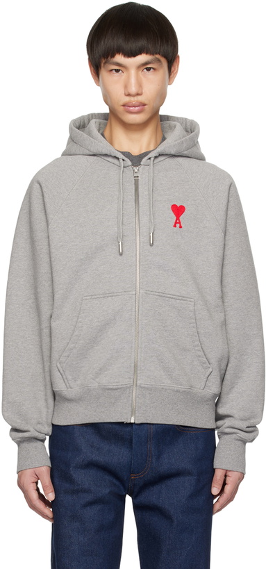 Photo: AMI Paris Gray Ami de Coeur Hoodie