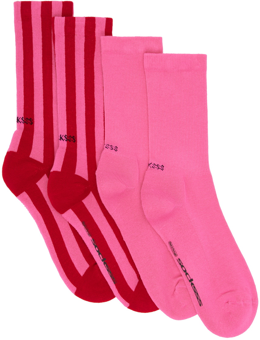SOCKSSS Two-Pack Pink & Red Socks